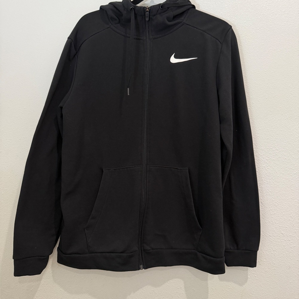 Nike Mens Dri-FIT Full Zip Hoodie Black Standard Fit Sweatshirt Size M